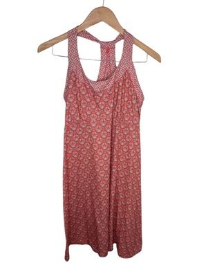 Prana Cali Coral Patterned Racerback Summer Beach Dress Women Size L